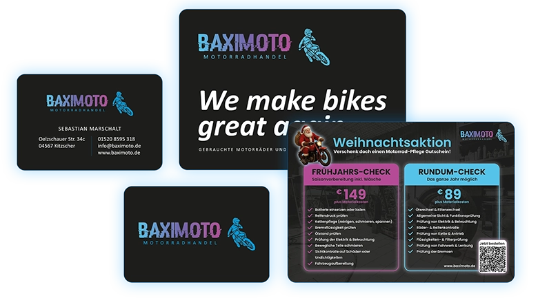 BAXIPIX Werbemittel, Flyer, Visitenkarten. Briefpapier